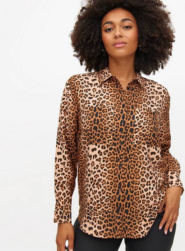 Brown Leopard Print Relaxed Fit Shirt 10